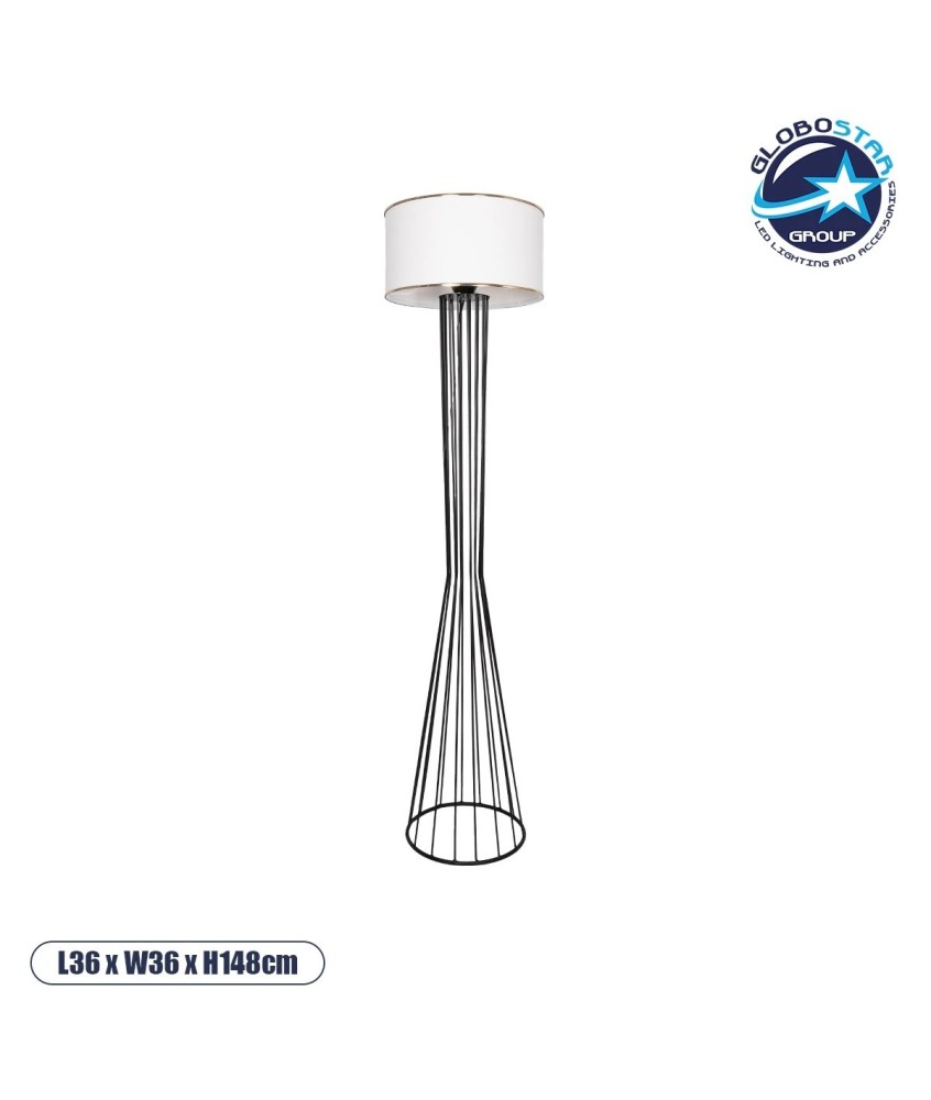 GLOBOSTAR® NOVA 201-0036 Μοντέρνο Επιδαπέδιο Φωτιστικό με Ντουί 1 x E27 AC 220-240V IP20 - Μαύρο & Λευκό - Μ36 x Π36 x Υ148cm